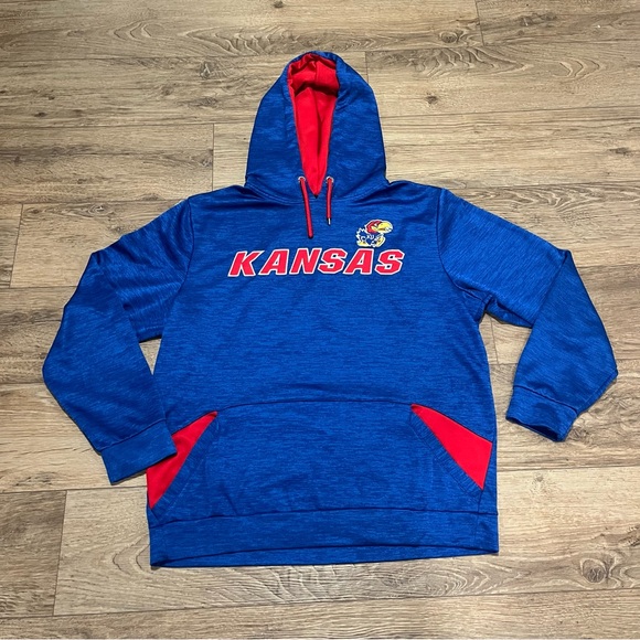 Colosseum Kansas Jayhawks Sweatshirt Mens L Blue Hoodie Pullover NCAA Athletics - Picture 1 of 11